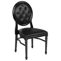 Flash Furniture LE-B-B-T-MON-GG HERCULES Series 900 lb. Capacity King Louis Chair with Tufted Back, Black Vinyl Seat and Black Frame